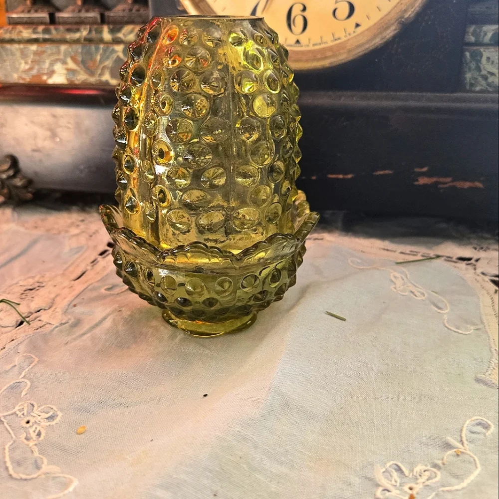 Vintage Green Fenton  Hobnail Fairy Lamp TIA - Picture 4 of 6